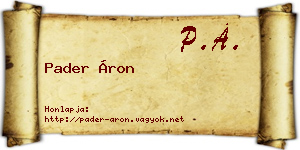 Pader Áron névjegykártya